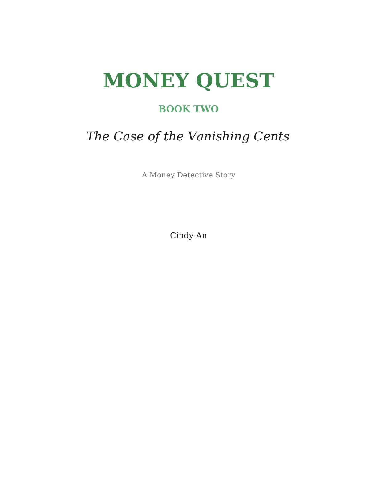 Money Quest workbook 2: The Case of the Vanishing Cents cover