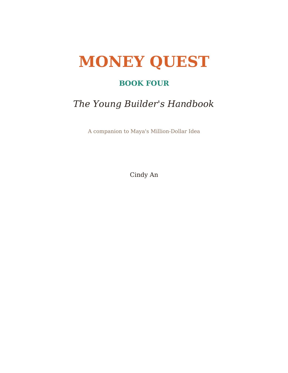 Money Quest workbook 4: The Young Builder's Handbook cover